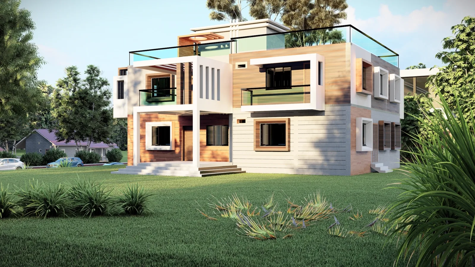 Rendu 3D d'un projet de villa neuve